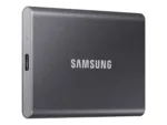 SAMSUNG T7 nešiojamas SSD, matomas iš šono, su USB 3.2 jungtimi