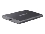 SAMSUNG T7 2000 GB išorinis SSD, matomas iš šono su USB 3.2 jungtimi