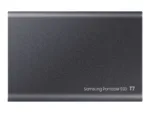 T7 nešiojamas SSD, matomas iš šono su USB 3.2 jungtimi