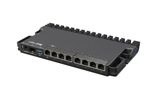 MikroTik Wired Ethernet Router RB5009UG+S+IN, Quad core 1.4 GHz CPU, 1xSFP+, 7xGigabit LAN, 1×2.5G LAN, 1xUSB, Can be powered in 3 different ways, CPU temperature monitor, Mounts FOUR of these Routers in a Single 1U Rackmount Space, RouterOS L5   Wired Ethernet Router   RB5009UG+S+IN   No Wi-Fi   10/100/1000 Mbit/s   Ethernet LAN (RJ-45) ports 7   Mesh Support No   MU-MiMO No   No mobile broadband   1   12 month(s)