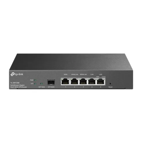 SafeStream Gigabit Multi-WAN VPN Router   ER7206   10/100/1000 Mbit/s   Ethernet LAN (RJ-45) ports 1× Gigabit SFP WAN Port, 1× Gigabit RJ45 WAN Port, 2x  Gigabit RJ45 LAN Ports 2× Gigabit WAN/LAN RJ45 Ports