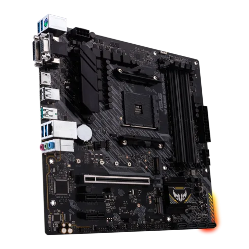 Asus   TUF GAMING A520M-PLUS   Processor family  AMD   Processor socket AM4   DDR4   Memory slots 4   Supported hard disk drive interfaces SATA, M.2   Number of SATA connectors 4   Chipset  AMD A520   Micro ATX