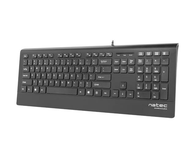 351063-nkl-0876-5901969407099-0.webp Natec Keyboard, Barracuda, US Layout, Slim Natec Keyboard Barracuda Standard Wired US Black 529 g