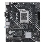 Asus   PRIME H610M-D D4   Processor family Intel   Processor socket  LGA1700   DDR4 DIMM   Memory slots 2   Supported hard disk drive interfaces SATA, M.2   Number of SATA connectors 4   Chipset Intel H610   mATX