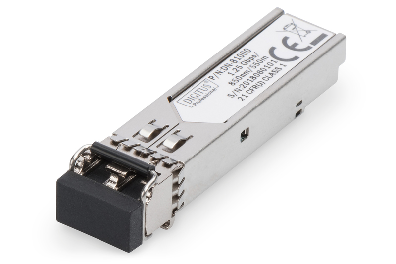 354356-dn-81000-4016032305651-0.webp Digitus Mini SFP Module DN-81000 50-62.5/125 μm MMF (Multi-Mode Fiber) Multimode LC Duplex Connector 1250 Mbit/s Wavelength 850 nm Maximum transfer distance 550 m