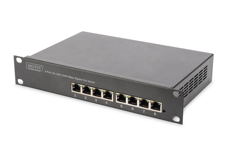 354364-dn-95317-4016032441038-0.webp Digitus 8-port Gigabit Ethernet PoE switch DN-95317 Unmanaged Rackmountable Power supply type Internal