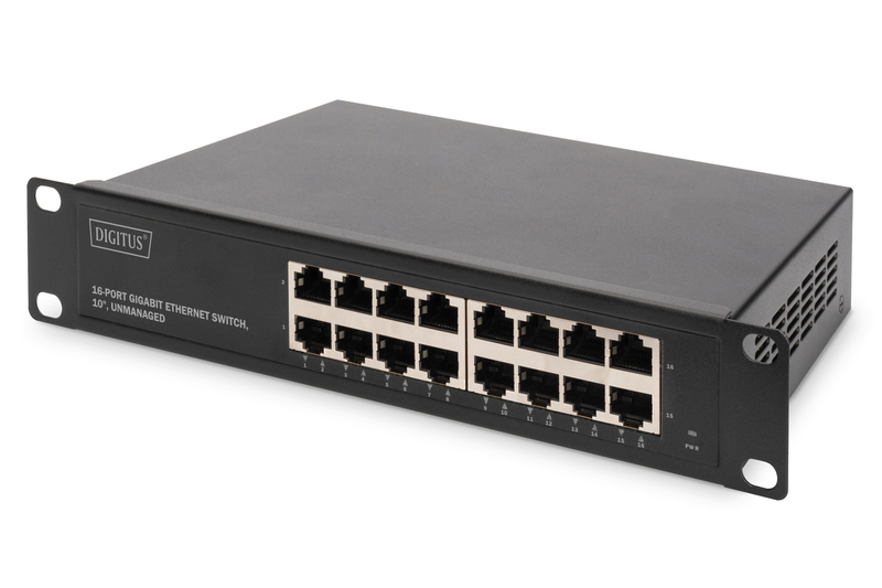 354365-dn-80115-4016032460237-0.webp Digitus 16-port Gigabit Ethernet Switch DN-80115 Unmanaged Rackmountable Power supply type Internal