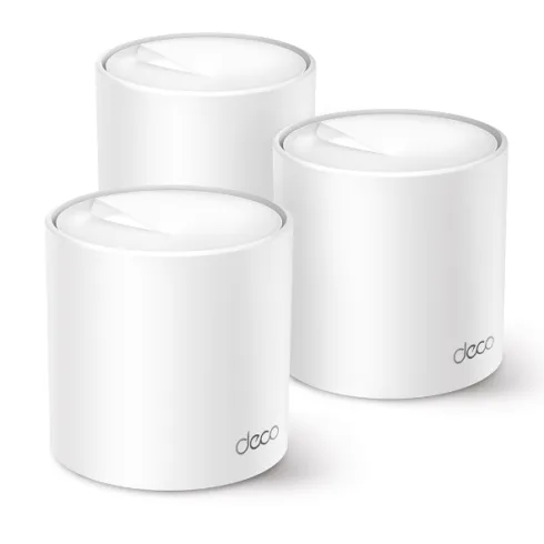 TP-LINK Deco X50 (3-pack) AX3000 Whole Home Mesh Wi-Fi 6 System   Whole Home Mesh Wi-Fi 6 System   Deco X50 (3-pack)   802.11ax   574+2402 Mbit/s   Ethernet LAN (RJ-45) ports 3   Mesh Support Yes   MU-MiMO Yes   No mobile broadband   Antenna type Internal