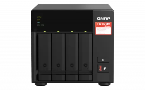 QNAP   4-Bay QTS and QuTS hero NAS   TS-473A-8G   Up to 4 HDD/SSD Hot-Swap   AMD Ryzen   Ryzen V1500B Quad-Core   Processor frequency 2.2 GHz   8 GB   DDR4