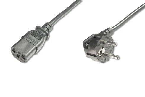 Digitus   Power Cord Cable   Power Cord, Schuko (CEE 7/7 ) 90ø angled – C13 M/F, H05VV-F3G 0.75qmm   Black