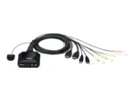 Aten   2-Port USB 4K HDMI Cable KVM Switch with Remote Port Selector   CS22H-AT