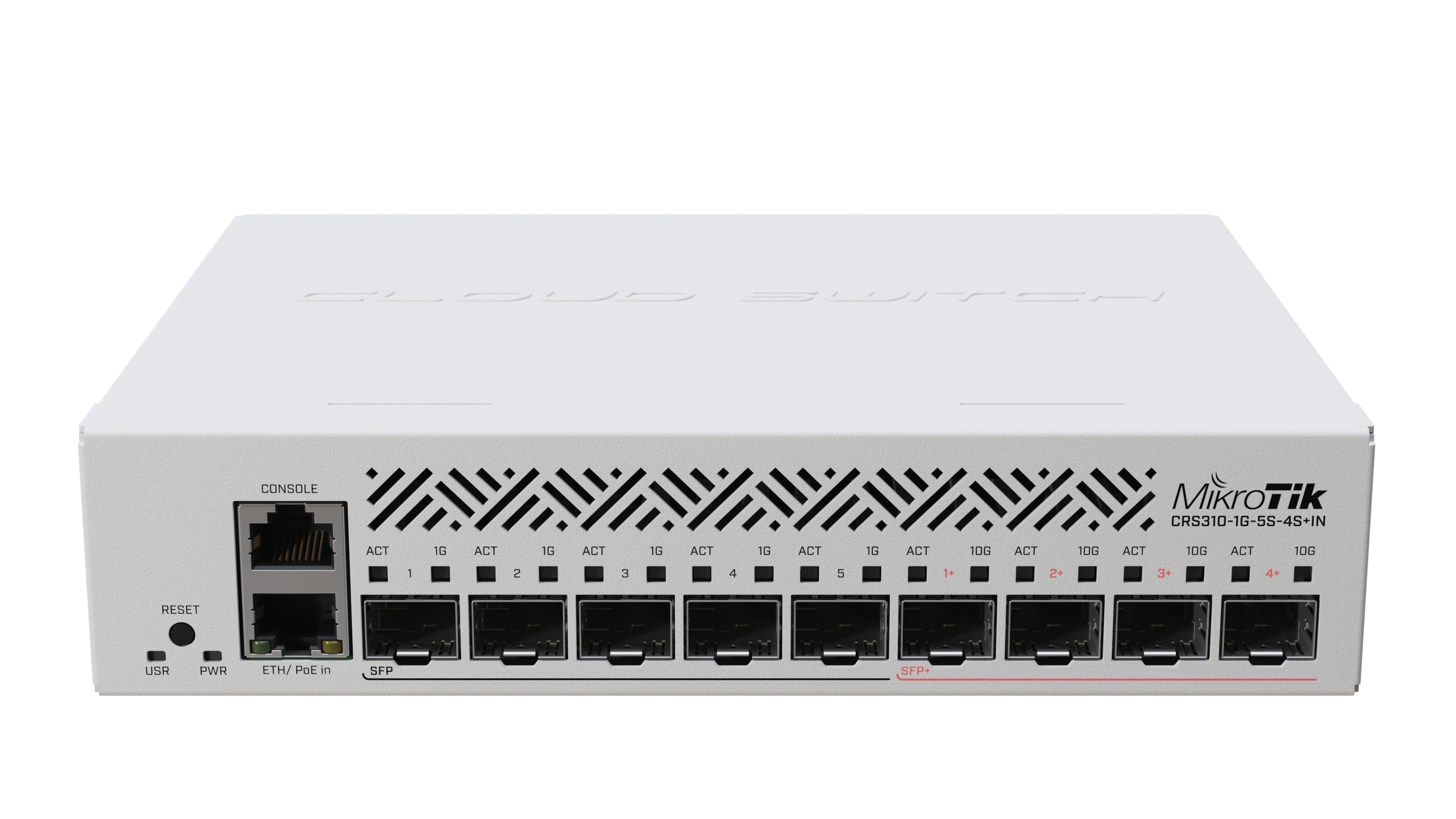 362342-crs310-1g-5s-4s-in-4752224007827-0.webp Cloud Router Switch CRS310-1G-5S-4S+IN No Wi-Fi 10/100/1000 Mbit/s Ethernet LAN (RJ-45) ports 1 Mesh Support No MU-MiMO No No mobile broadband