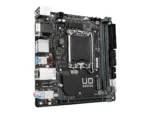 Gigabyte   H610I DDR4 1.0 M/B   Processor family Intel   Processor socket  LGA1700   DDR4 DIMM   Memory slots 2   Supported hard disk drive interfaces 	SATA, M.2   Number of SATA connectors 4   Chipset Intel H610 Express   Mini-ITX