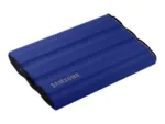 T7 nešiojamas SSD, mėlynas, šoninis vaizdas su USB 3.2 prievadu