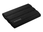 SAMSUNG T7 išorinis SSD, juodas, matomas iš šono su USB 3.2 prievadu