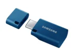 USB atmintinė Samsung MUF-256DA/APC, matoma iš šono su ryškiu mėlynu korpusu