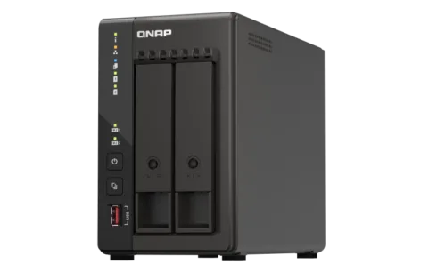 QNAP   2-Bay desktop NAS   TS-253E-8G   Intel Celeron   J6412 4-core   Processor frequency 2.6 GHz   8 GB