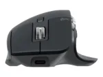 Logitech MX MASTER 3S pelė, šoninis vaizdas su mygtukais ir ratuku