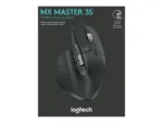 Logitech MX MASTER 3S pelė, šoninis vaizdas su mygtukais ir ratuku