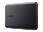 Išorinis HDD CANVIO BASICS, matomas iš šono, rodo jungtis ir dydį