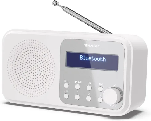 Sharp DR-P420(WH) Tokyo Portable Digital Radio, FM/DAB/DAB+, Bluetooth 5.0, USB or Battery Powered, Snowy White   Sharp   Tokyo Portable Digital Radio   DR-P420(WH)   Bluetooth   White