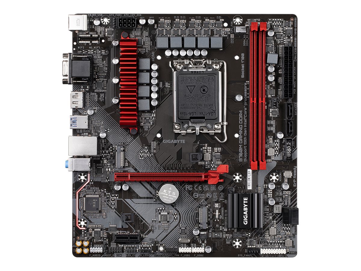 390787-b760m-gaming-ddr4-4719331851415-0.webp Gigabyte B760M GAMING DDR4 1.0 M/B Processor family Intel Processor socket LGA1700 DDR4 DIMM Memory slots 2 Supported hard disk drive interfaces SATA, M.2 Number of SATA connectors 4 Chipset Intel B760 Express Micro ATX