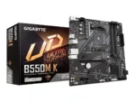 Gigabyte   B550M K 1.0 M/B   Processor family AMD   Processor socket AM4   DDR4 DIMM   Memory slots 4   Supported hard disk drive interfaces 	SATA, M.2   Number of SATA connectors 4   Chipset AMD B550   Micro ATX