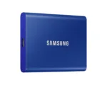SAMSUNG T7 nešiojamas SSD, mėlynas, matomas iš šono
