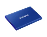 T7 nešiojamas SSD, matomas iš šono, rodo USB 3.2 prievadą
