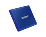 SAMSUNG T7 nešiojamas SSD, matomas iš šono su USB 3.2 jungtimi