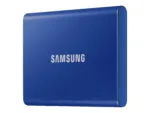 SAMSUNG T7 nešiojamas SSD, mėlynas, matomas iš šono