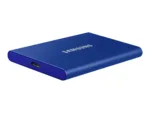 T7 nešiojamas SSD, matomas iš šono su USB 3.2 prievadu