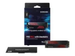 SSD 990 PRO su Heatsink, matomas iš šono, rodo M.2 2280 formą