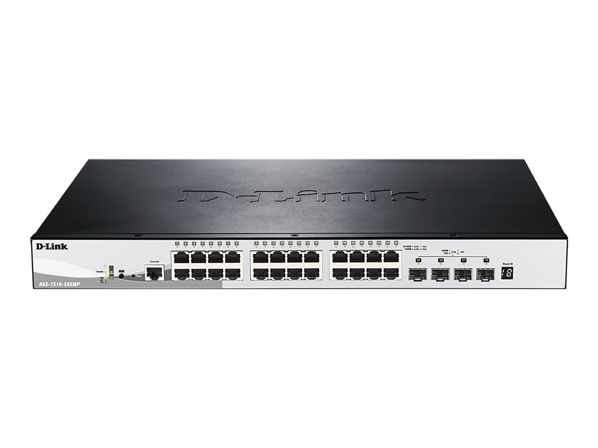 401893-dgs-1510-28xmp-e-790069467943-0.webp D-Link DGS-1510-28XMP/E 28-Port Gigabit Stackable POE Smart Managed Switch including 4 10G SFP+ D-Link