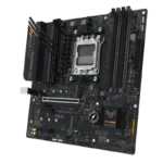 Asus   TUF GAMING A620M-PLUS   Processor family AMD   Processor socket AM5   DDR5 DIMM   Memory slots 4   Supported hard disk drive interfaces 	SATA, M.2   Number of SATA connectors 4   Chipset  AMD A620   Micro-ATX
