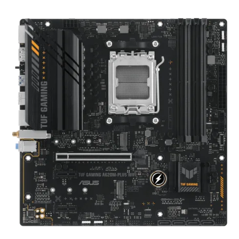 Asus   TUF GAMING A620M-PLUS WIFI   Processor family AMD   Processor socket AM5   DDR5 DIMM   Memory slots 4   Supported hard disk drive interfaces 	SATA, M.2   Number of SATA connectors 4   Chipset AMD A620   Micro-ATX