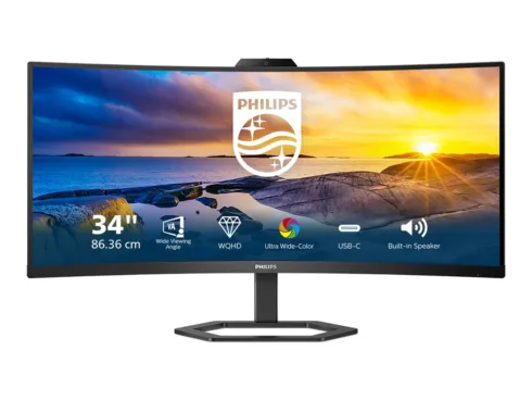 Philips   Monitor with Windows Hello Webcam   34E1C5600HE/00   34 ”   VA   21:9   100 Hz   4 ms   3440 x 1440 pixels   300 cd/m²   HDMI ports quantity 1   Black   Warranty 36 month(s)