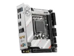 MSI   MPG B760I EDGE WIFI   Processor family Intel   Processor socket  LGA1700   DDR5 DIMM   Memory slots 2   Supported hard disk drive interfaces SATA, M.2   Number of SATA connectors 4   Chipset Intel B760   Mini-ITX