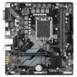 Gigabyte   B760M H DDR4 1.0 M/B   Processor family Intel   Processor socket LGA1700   DDR4 DIMM   Memory slots 2   Supported hard disk drive interfaces SATA, M.2   Number of SATA connectors 4   Chipset Intel B760 Express   Micro ATX