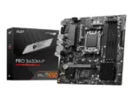 MSI   PRO B650M-P   Processor family AMD   Processor socket AM5   DDR5   Memory slots 4   Supported hard disk drive interfaces 	SATA, M.2   Number of SATA connectors 4   Chipset AMD B650   mATX