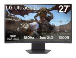LCD Monitor LG 27GS60QC-B 27″ Gaming/Curved Panel VA 2560×1440 16:9 180 Hz Matte 1 ms Tilt Colour Black 27GS60QC-B