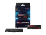SSD Samsung 990 PRO su šilumokaičiu, matomas iš šono