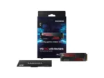 Samsung 990 PRO SSD su šilumokaičiu, matomas iš šono