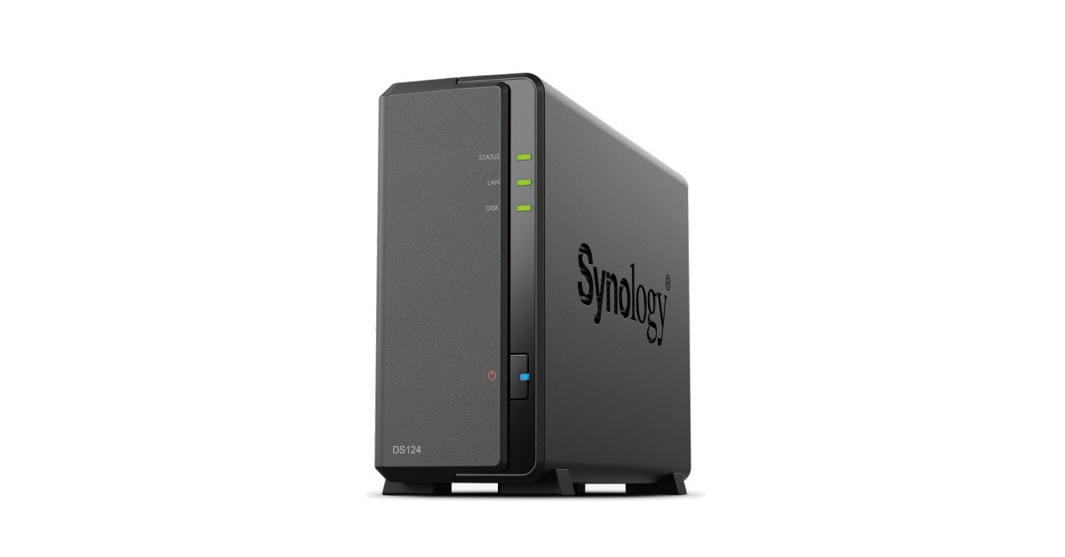 410756-ds124-4711174725014-0.webp Synology Tower NAS DS124 up to 1 HDD/SSD Realtek RTD1619B Processor frequency 1.7 GHz 1 GB DDR4