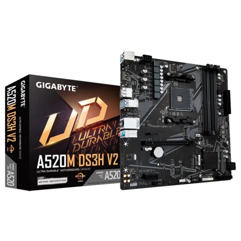 Gigabyte A520M DS3H V2 su AMD A520 lustu ir AM4 procesoriaus lizdu
