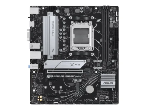 Asus   PRIME B650M-K   Processor family AMD   Processor socket AM5   DDR5   Supported hard disk drive interfaces SATA, M.2   Number of SATA connectors 4