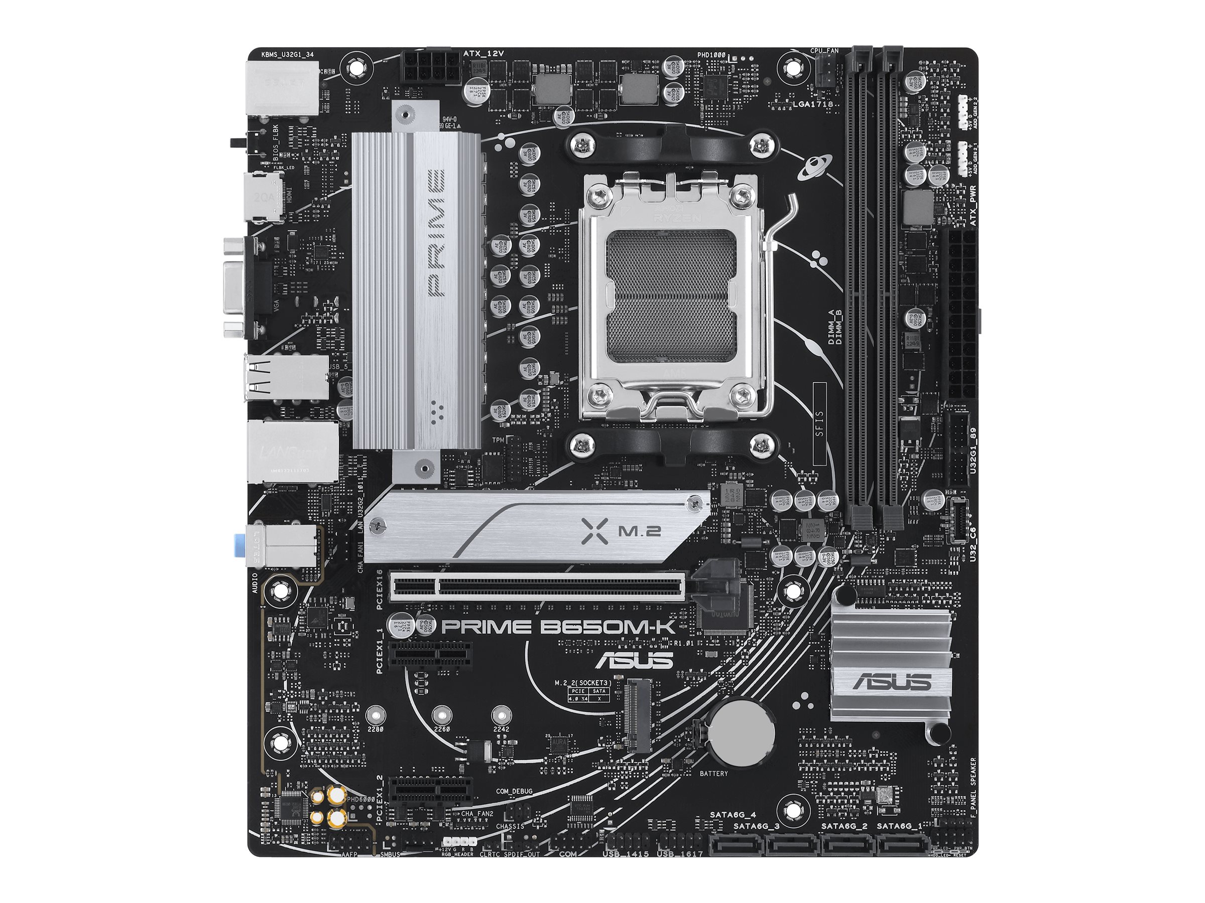 413644-90mb1f60-m0eay0-4711387236628-0.webp Asus PRIME B650M-K Processor family AMD Processor socket AM5 DDR5 Supported hard disk drive interfaces SATA, M.2 Number of SATA connectors 4