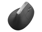 Pelė Logitech MX VERTICAL, šoninis vaizdas su matomais mygtukais ir jungtimis