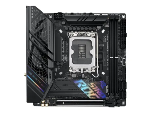Asus   ROG STRIX B760-I GAMING WIFI   Processor family Intel   Processor socket LGA1700   DDR5 SDRAM   Supported hard disk drive interfaces M.2, SATA   Number of SATA connectors 4