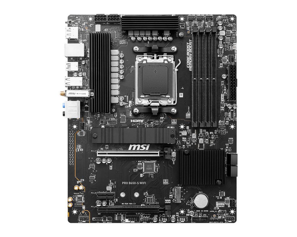 417474-pro-b650-s-wifi-4711377132862-0.webp MSI PRO B650-S WIFI Processor family AMD Processor socket AM5 DDR5 Supported hard disk drive interfaces SATA, M.2 Number of SATA connectors 4